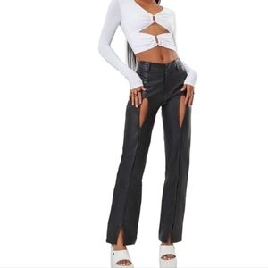 The Kript Naida Black Faux Leather Pants M